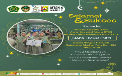 Selamat dan Sukses Atas Prestasi Siswa-Siswi Diajang MTQ Kab. Madiun